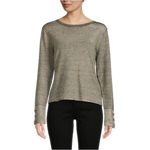 L'AGENCE Metallic Gold Long Sleeve Knit Top